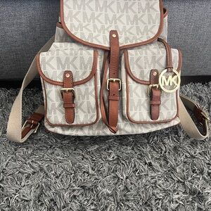 Michael Kors Cream/Brown Backpack